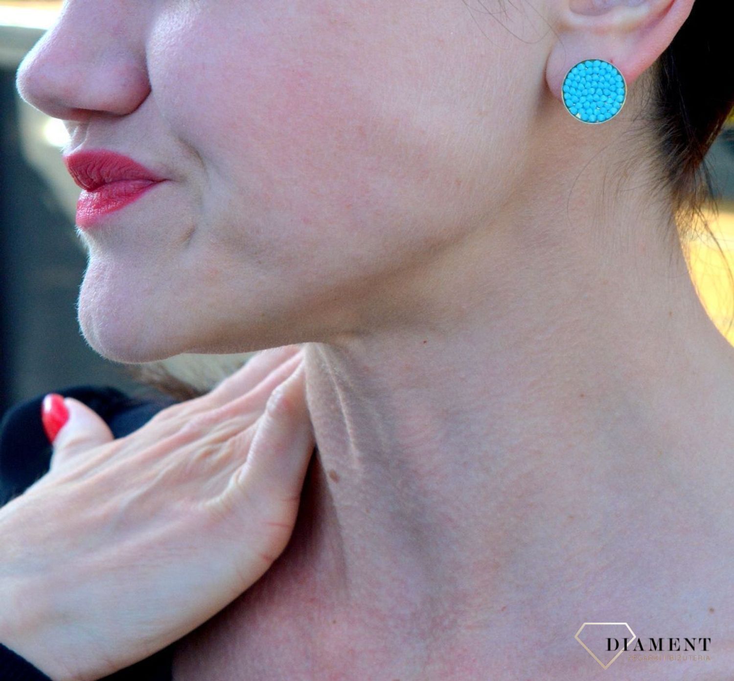 Srebrne kolczyki pozłacane z kryształami Swarovskiego Morski kolor DIA-KLC-KR684-3 267G.jpg